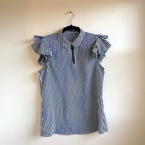 T Tahari Black & White Striped Blouse
